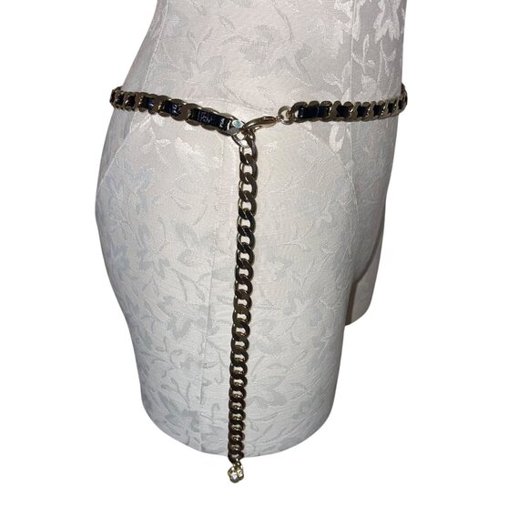 Vintage Womens Waist Belt One Size Leather Gold Chain Casual main image 12